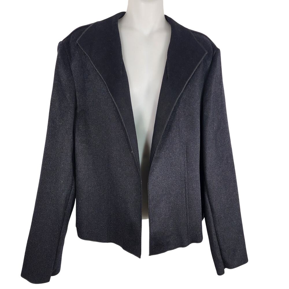Covington Womens Felted Wool Blend Open Front Jacket Black Size 16 Career Office